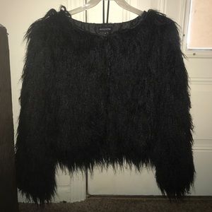 Black Shaggy Faux Fur Jacket