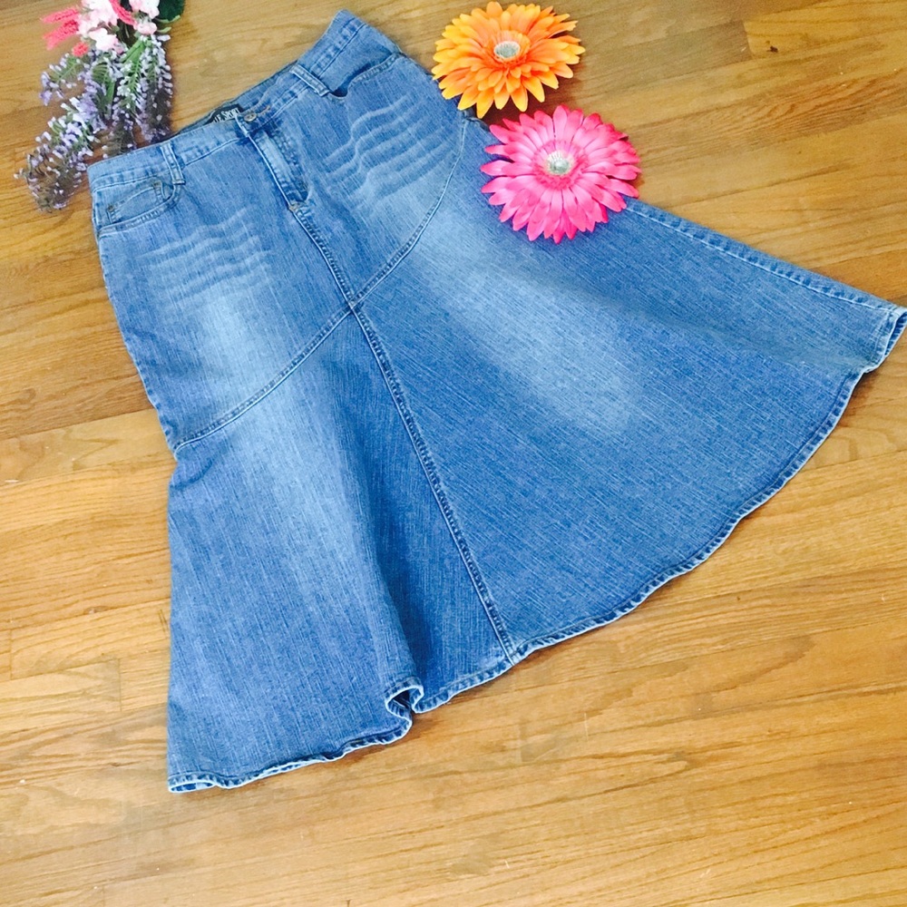 Denim Asymmetrical Flounce Skirt