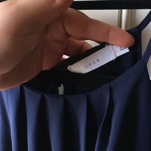 Navy blue halter top dress with a open back