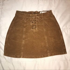 Tilly's RSQ Tan Lace Up Corduroy Skirt