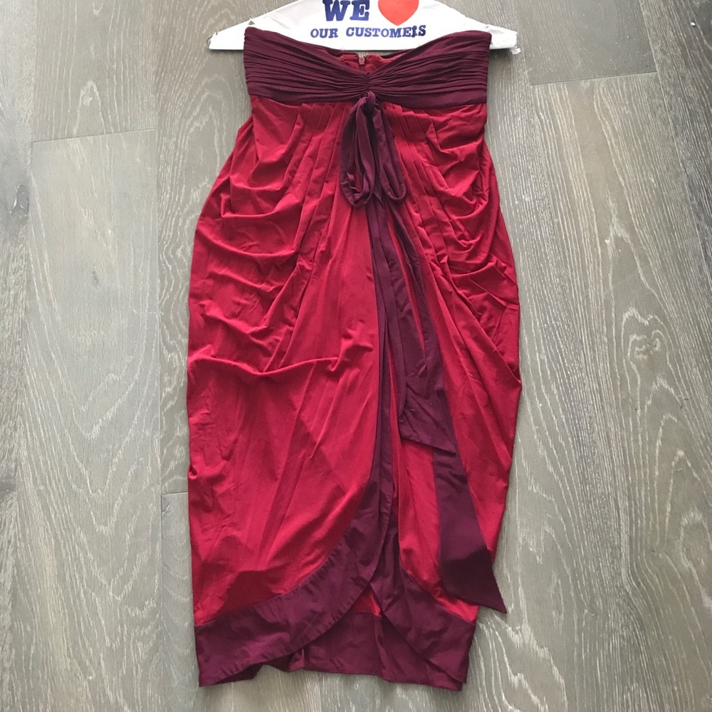 BCBG red strapless dress