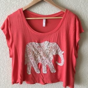 Elephant embroidered crop top