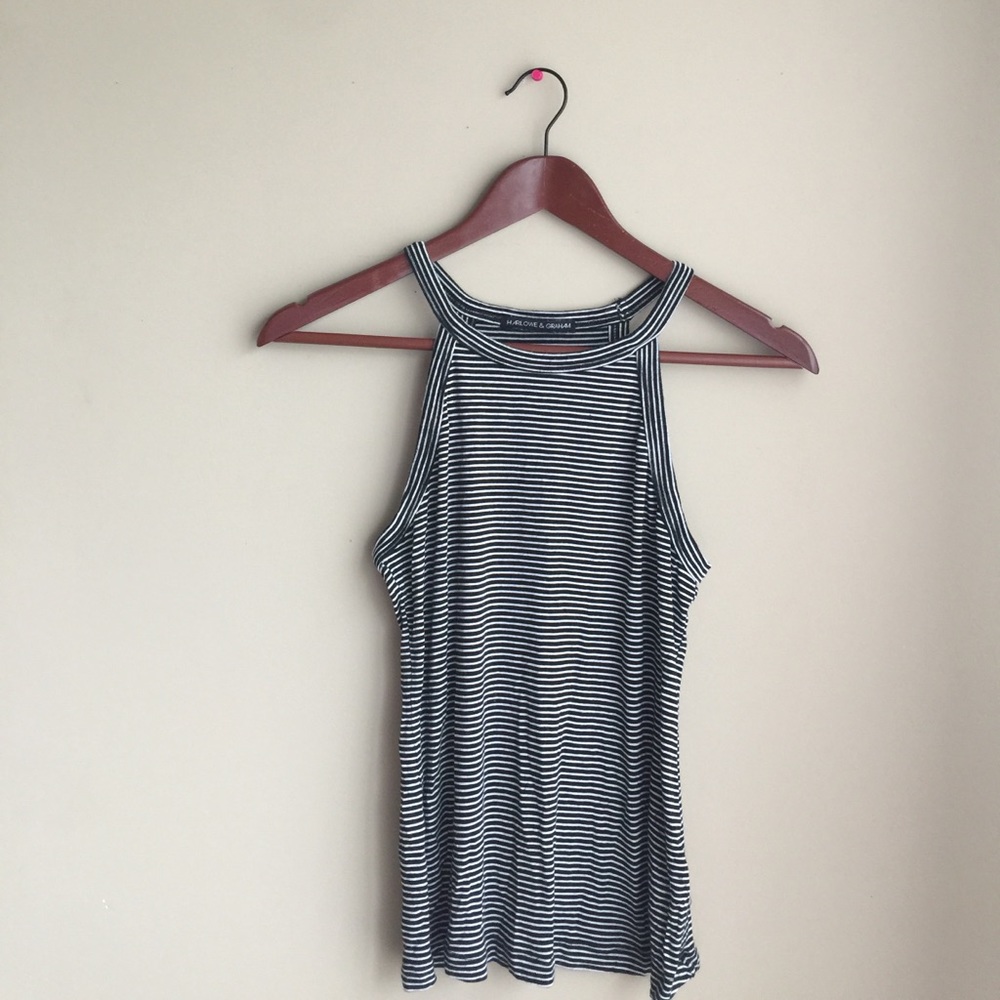 Black and white strip tank top