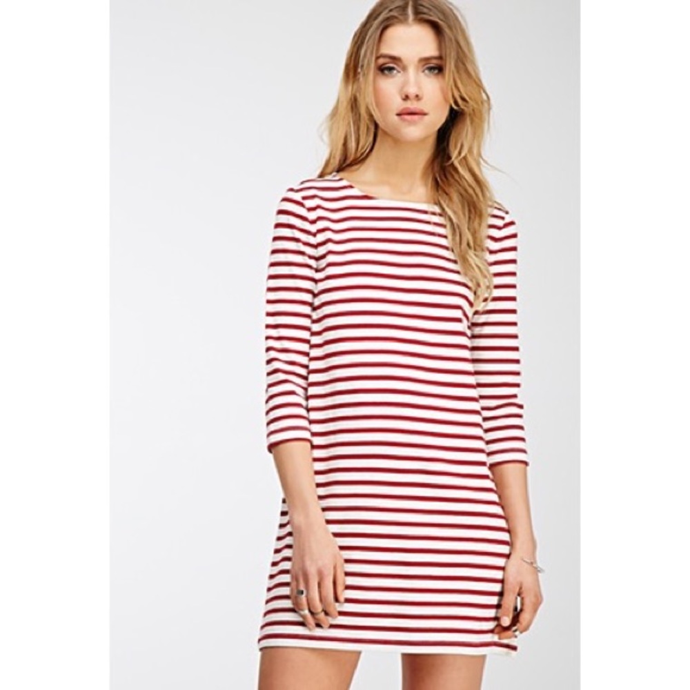 Red Striped Shift Dress