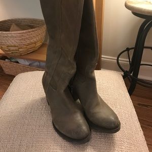 Aqua olive green leather boots