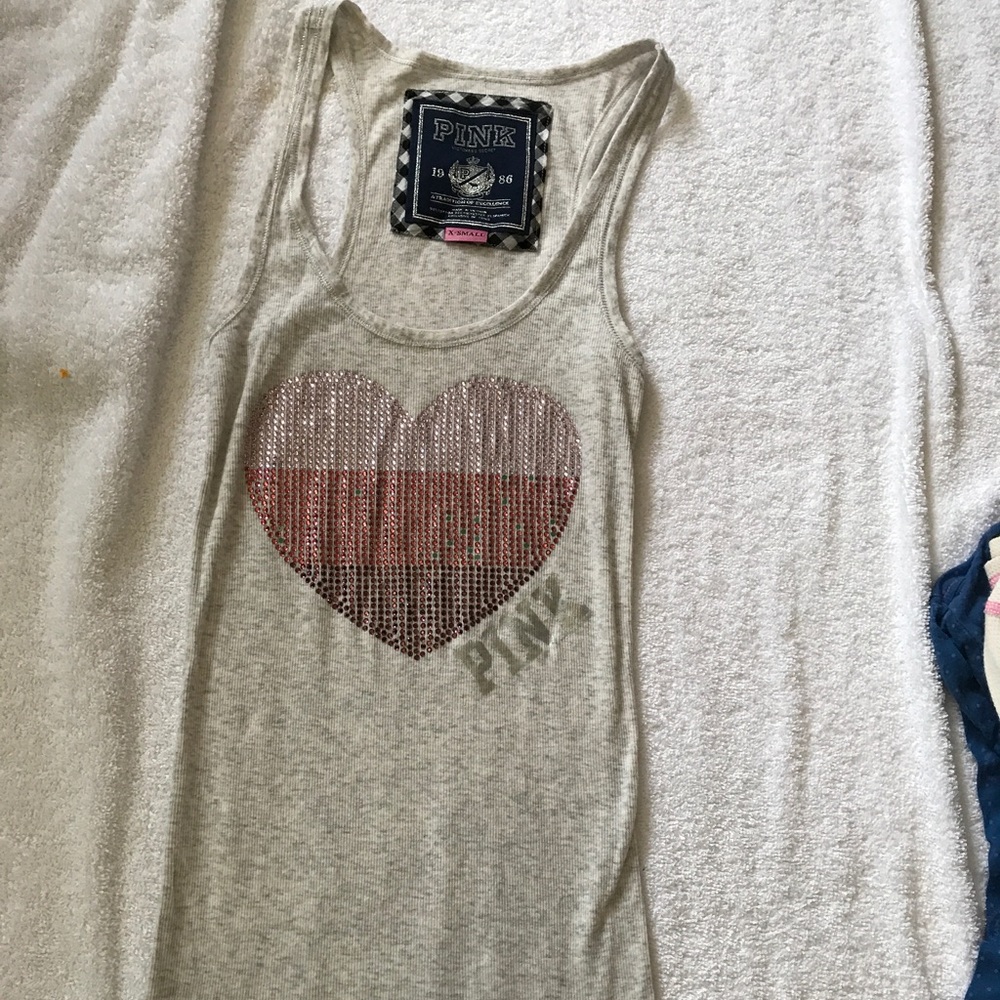 PINK BY VICTORIA SECRET TANK BLING RIBBED TANK HTF VINTAGE ISO 2008 COLLECTION