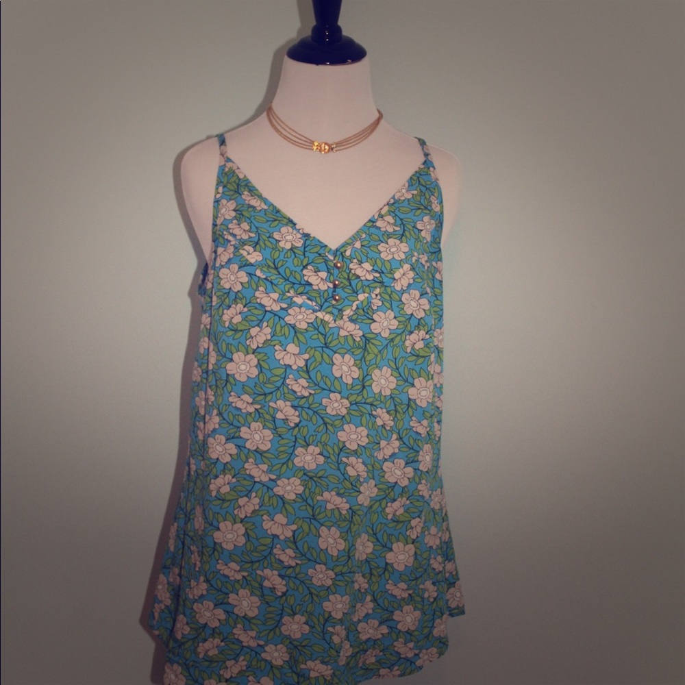 Cabi Floral Cottonwood Print Bine Cami