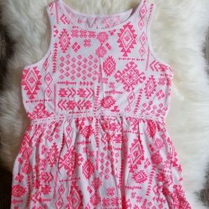 JUSTICE GIRLS WHITE PINK AZTEC BABYDOLL TOP 10