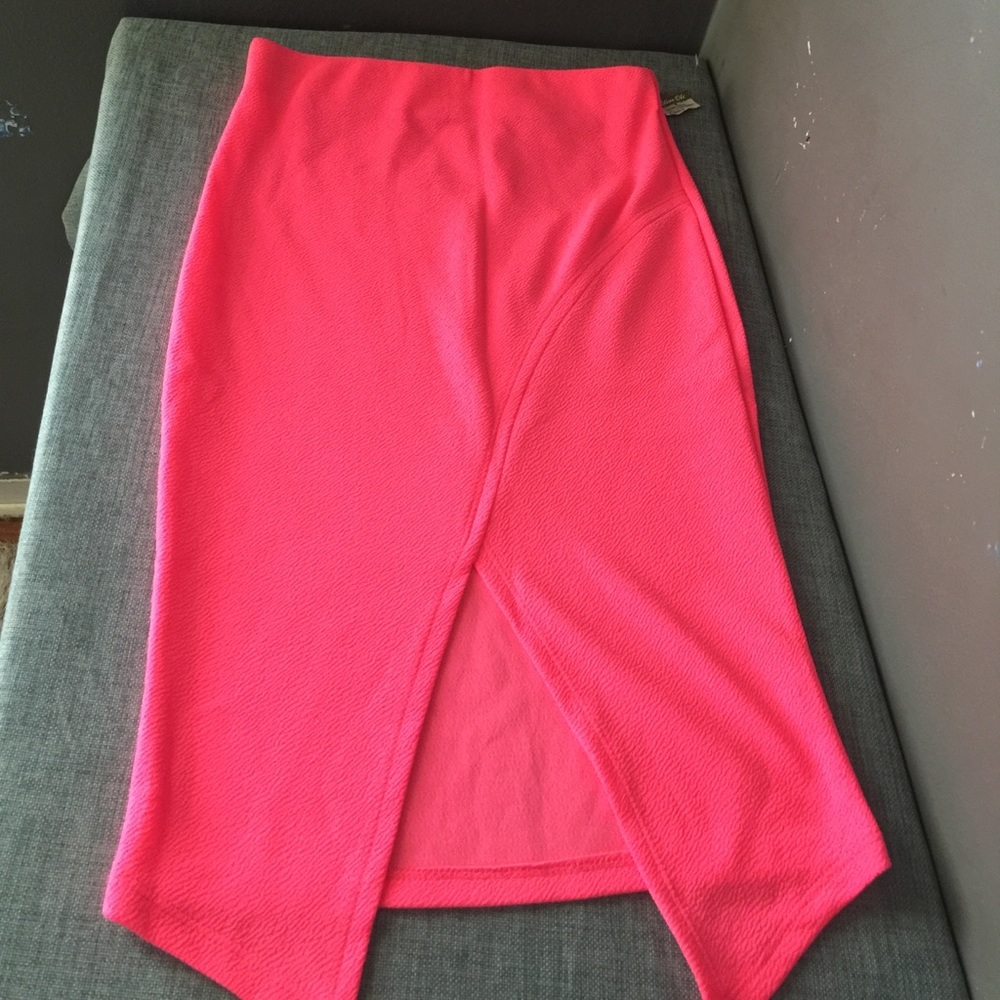 Pencil skirt midi neon pink