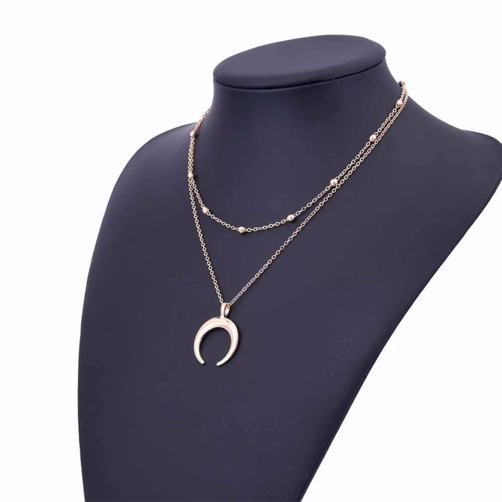 5 for $25 Gold Color Crescent Moon Necklace - Picture 3 of 4