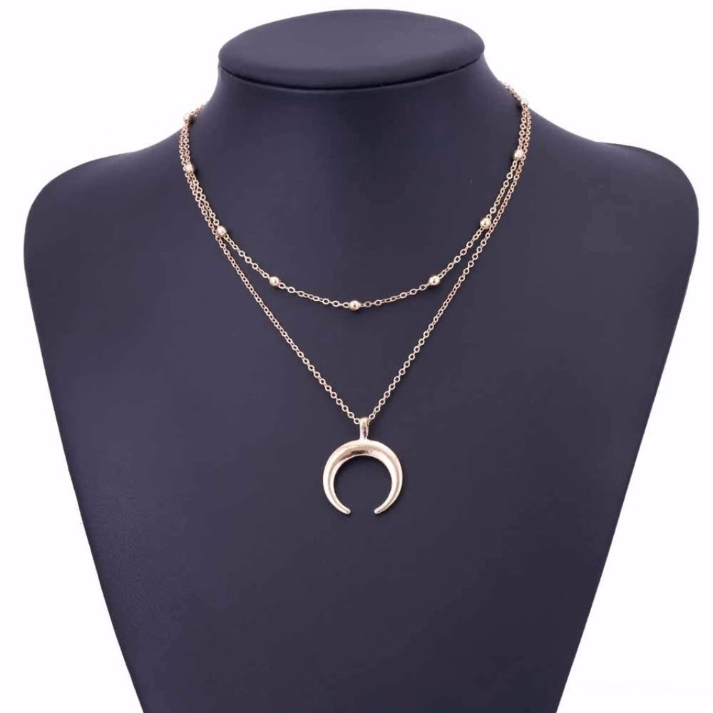 5 for $25 Gold Color Crescent Moon Necklace - Picture 2 of 4