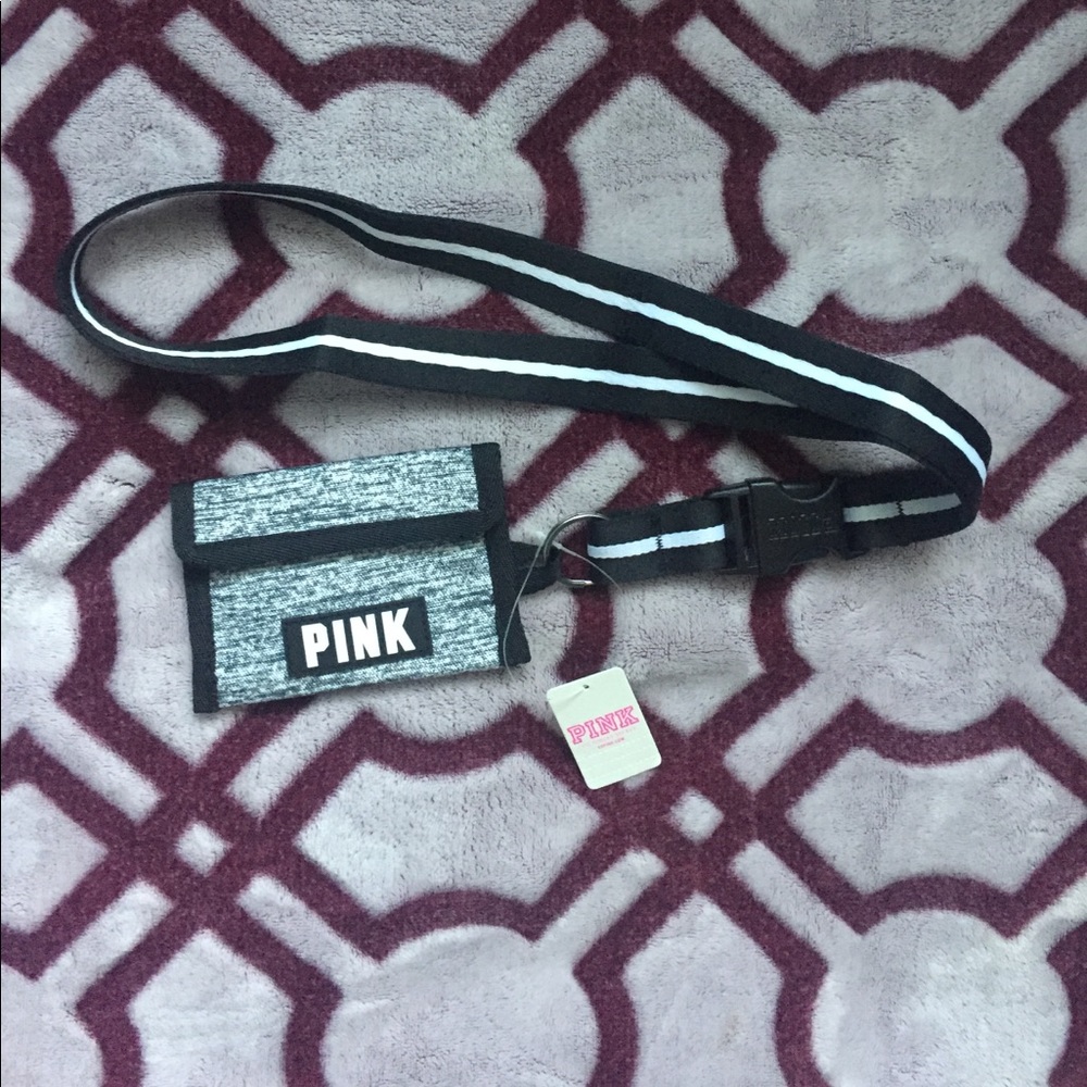 Victoria's Secret PINK grey Lanyard ID Holder