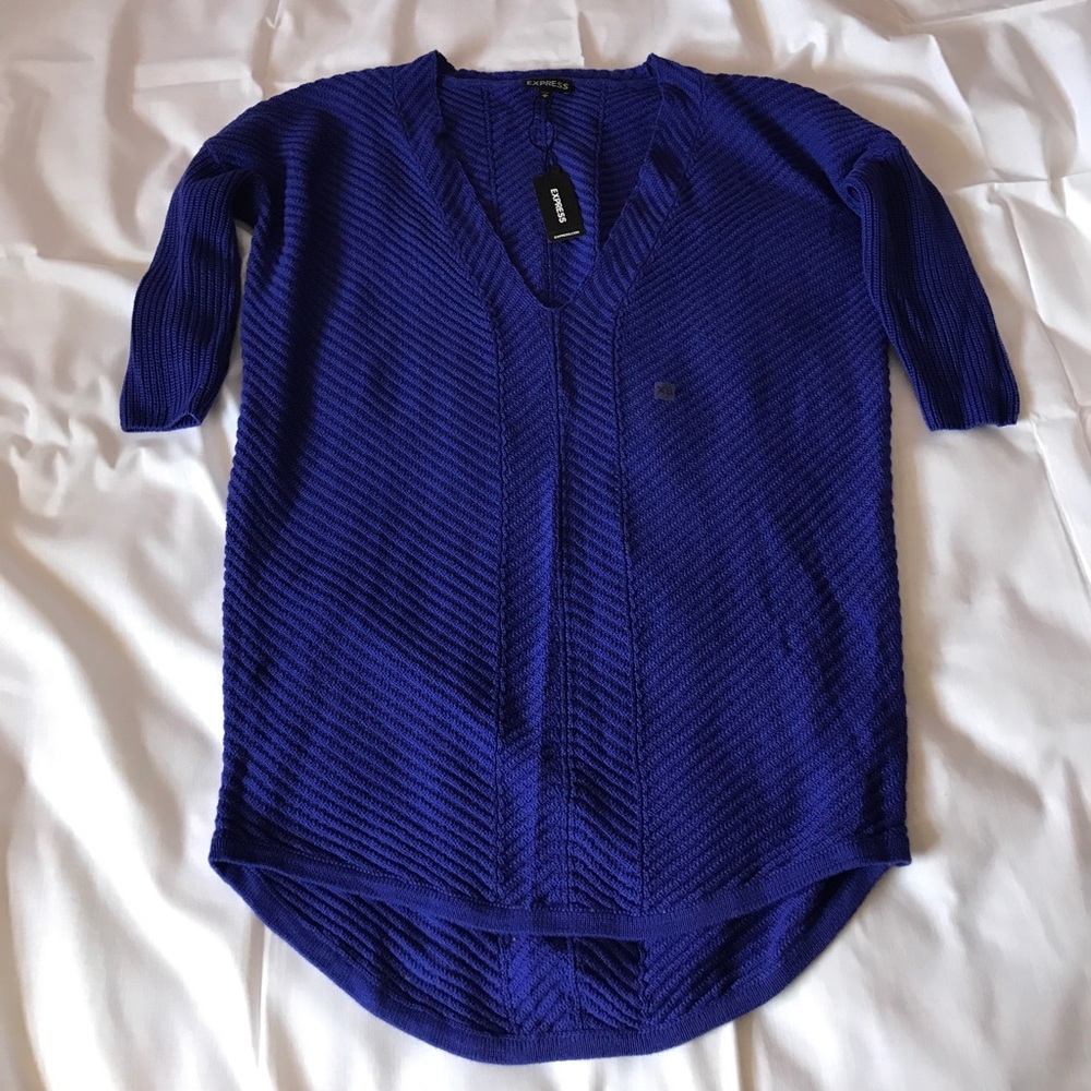 Express blue sweater.