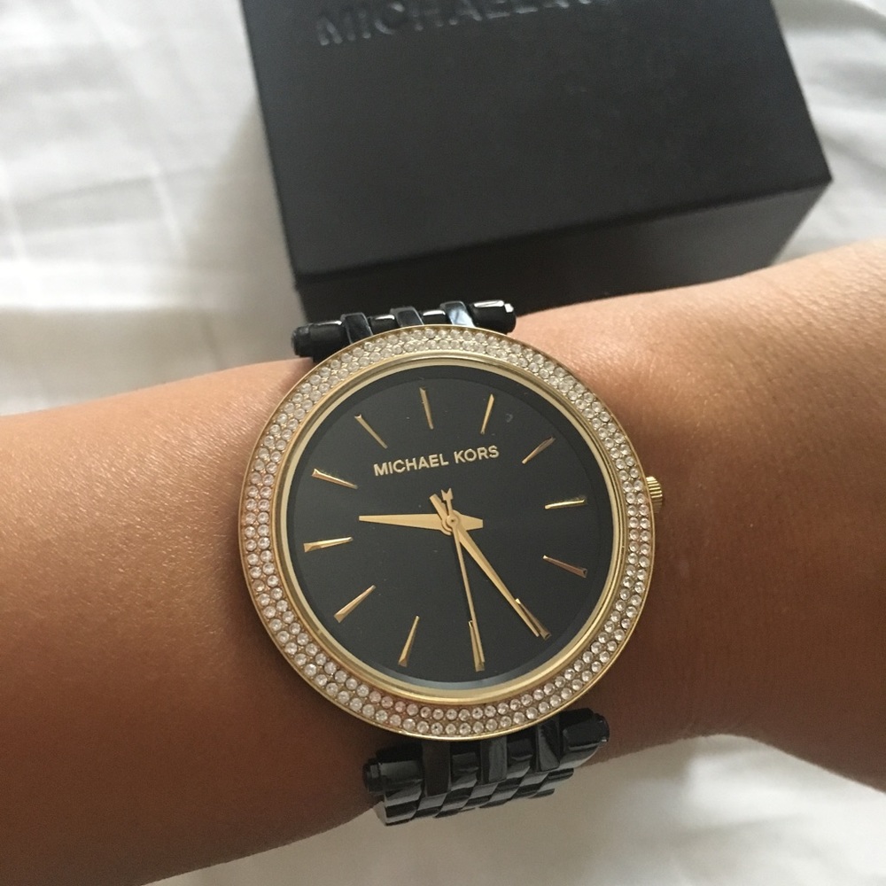 Authentic black and gold Michael Kors Watch