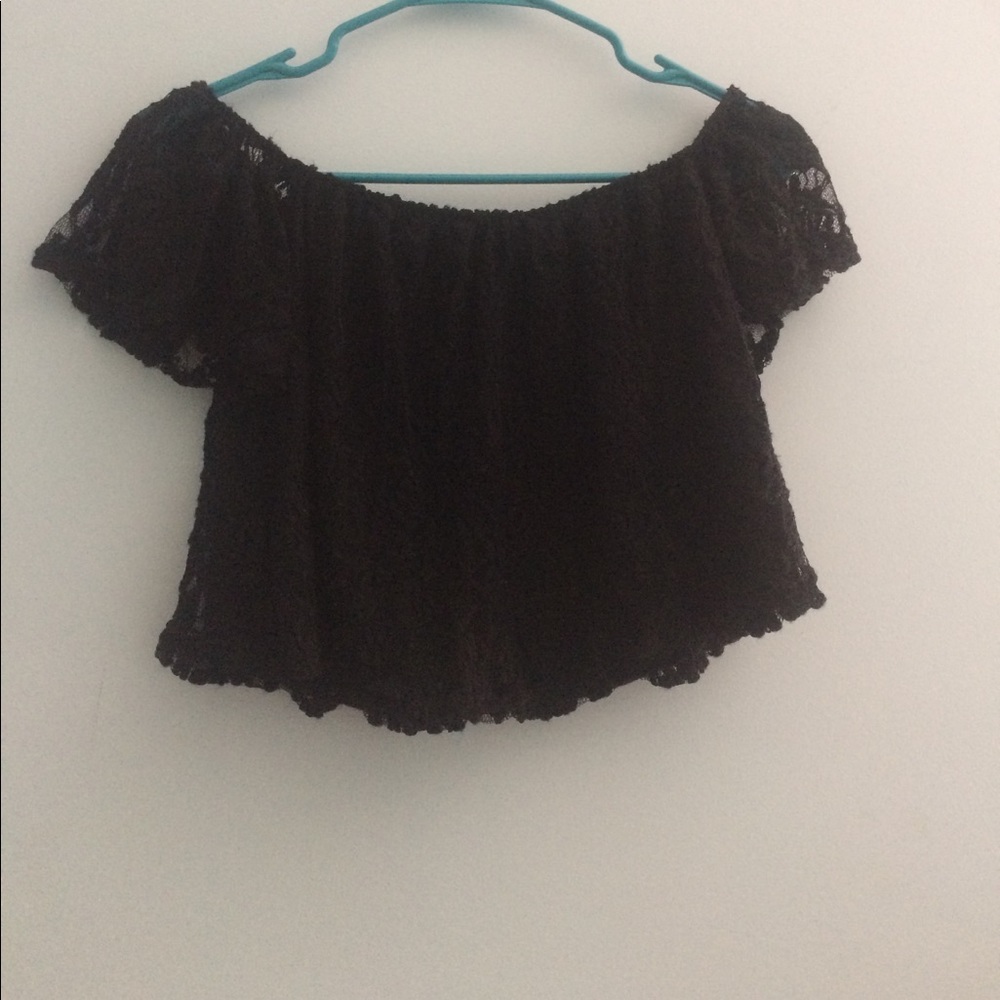 Tillys black crop top over the shoulder Lacey