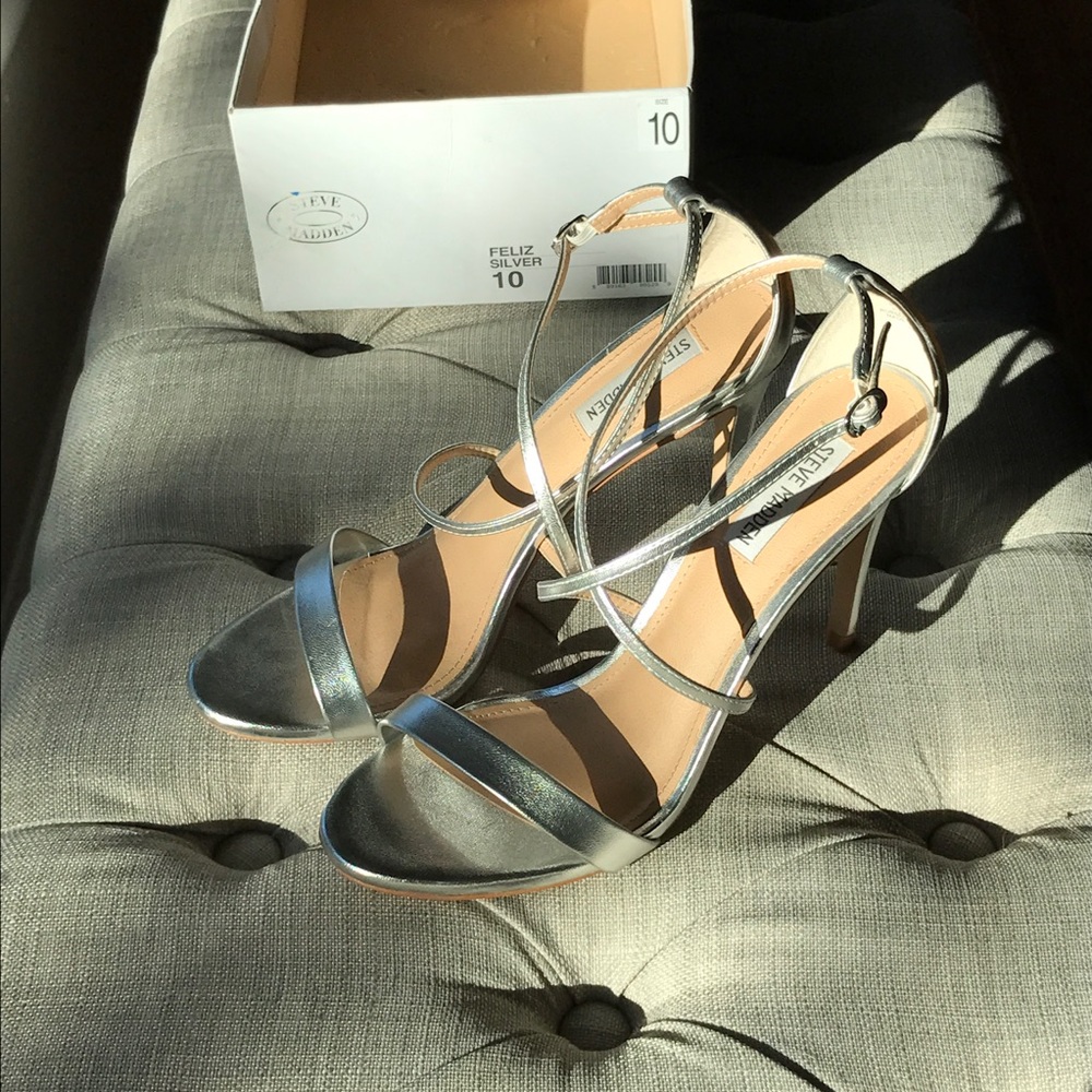 Steve Madden Heels Feliz Silver SZ10