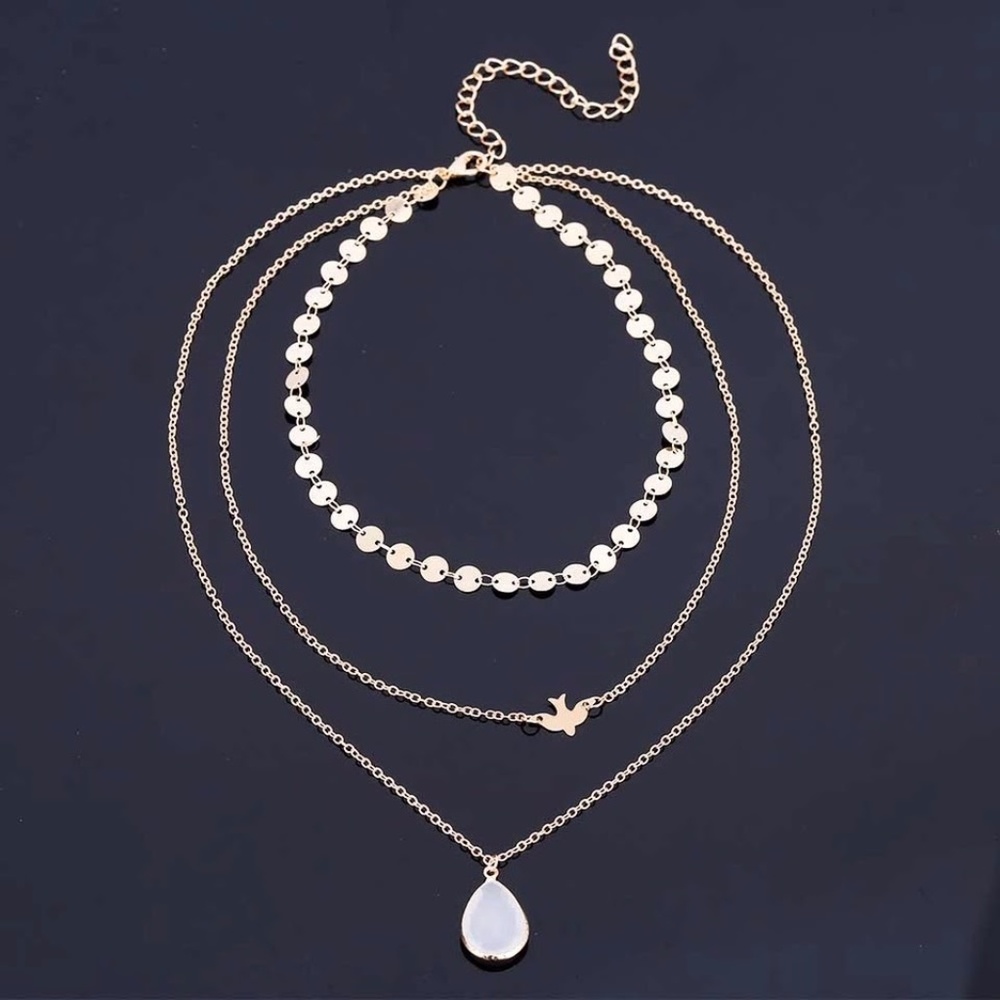 5 for $25 Three Layer Bird Statement Necklace - Picture 4 of 7
