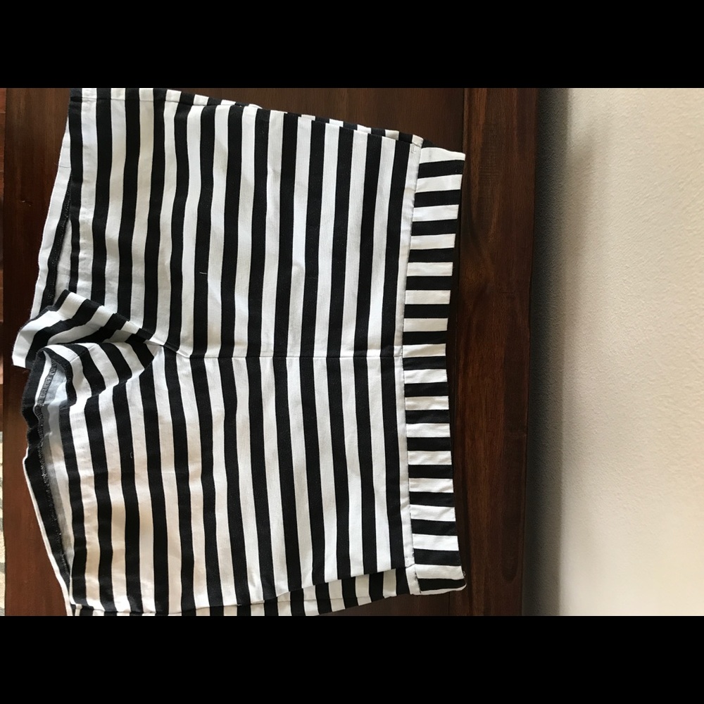 Black and white, high waisted, shorts.