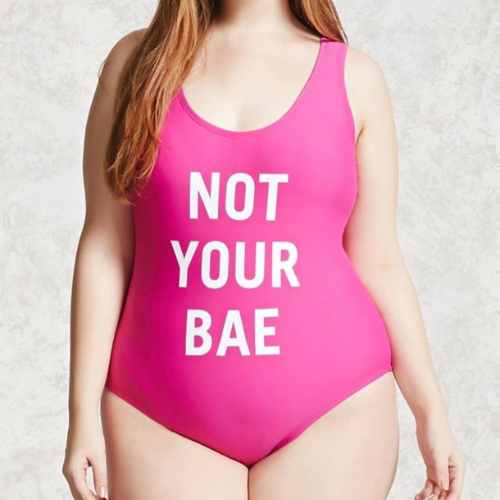 Forever 21 Plus Swimsuit Not Your Bae NWT 3X