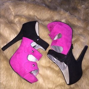 Fuchsia/black suede Charlotte Russe