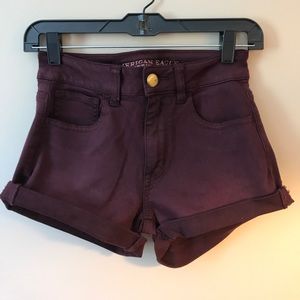 American Eagle maroon super stretch hi-rise shorts