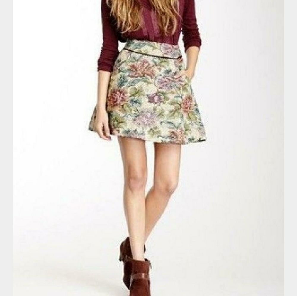 Free People Floral Carpet Bag Circle Skirt