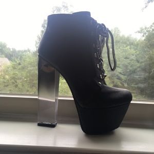 Black platform ankle boots