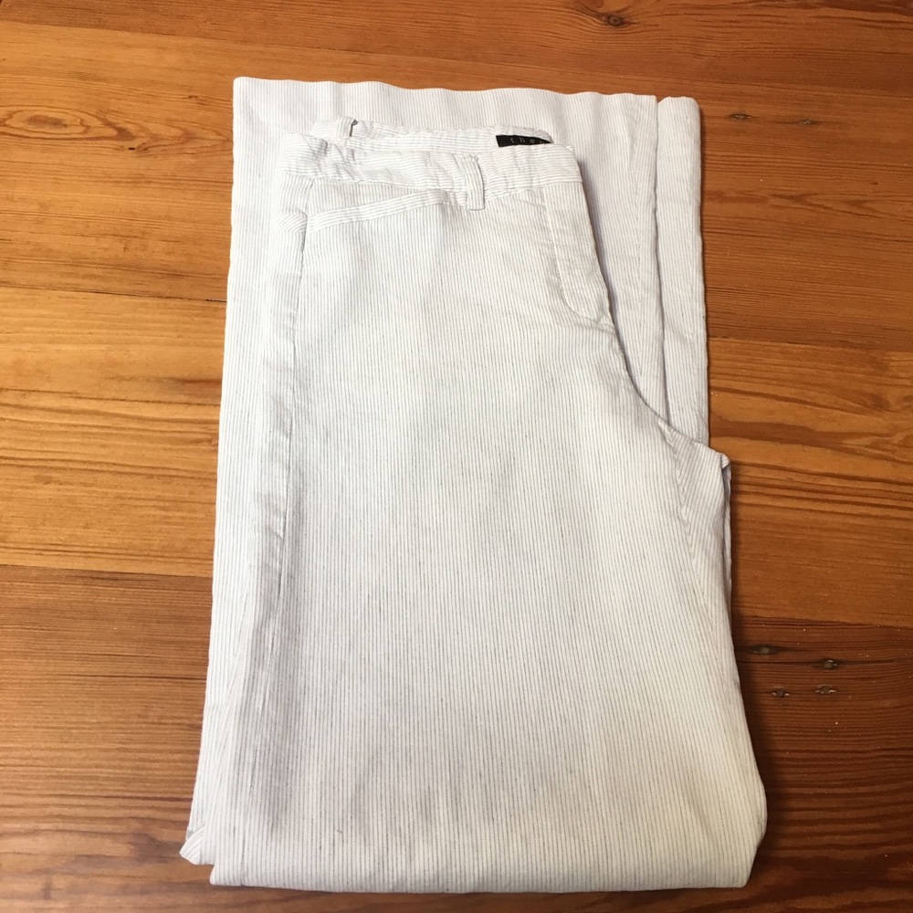 Theory Linen blend Pinstriped Wide Leg Pant 8