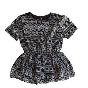 Black & White geometric Boho blouse S