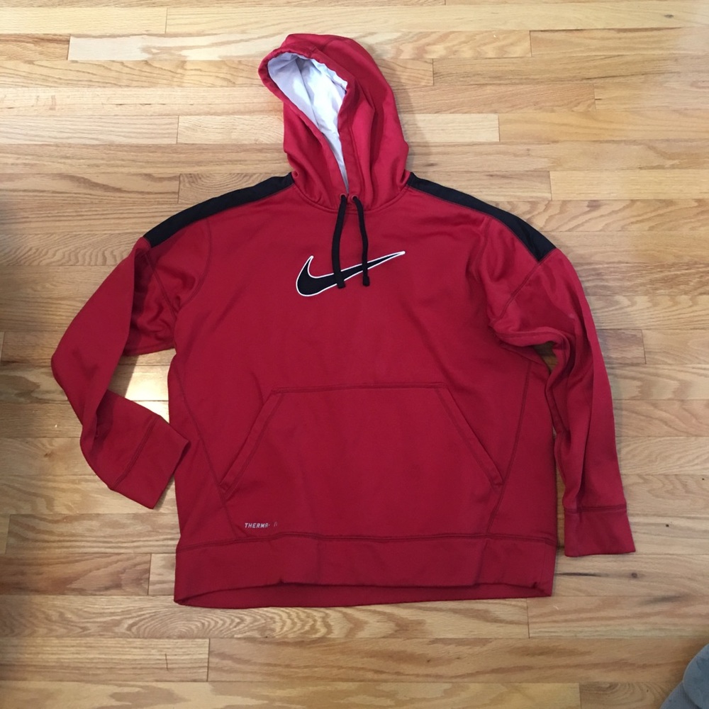 Nike therma fit hoodie red and black
