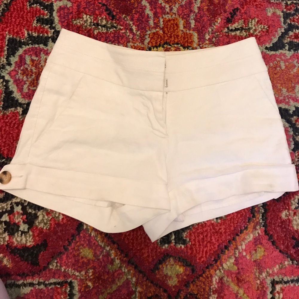 White linen shorts