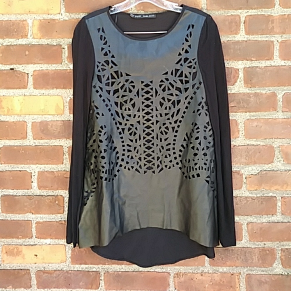 ZARA | leather cutout top