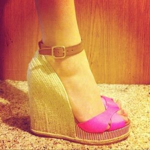 Neon pink wedges