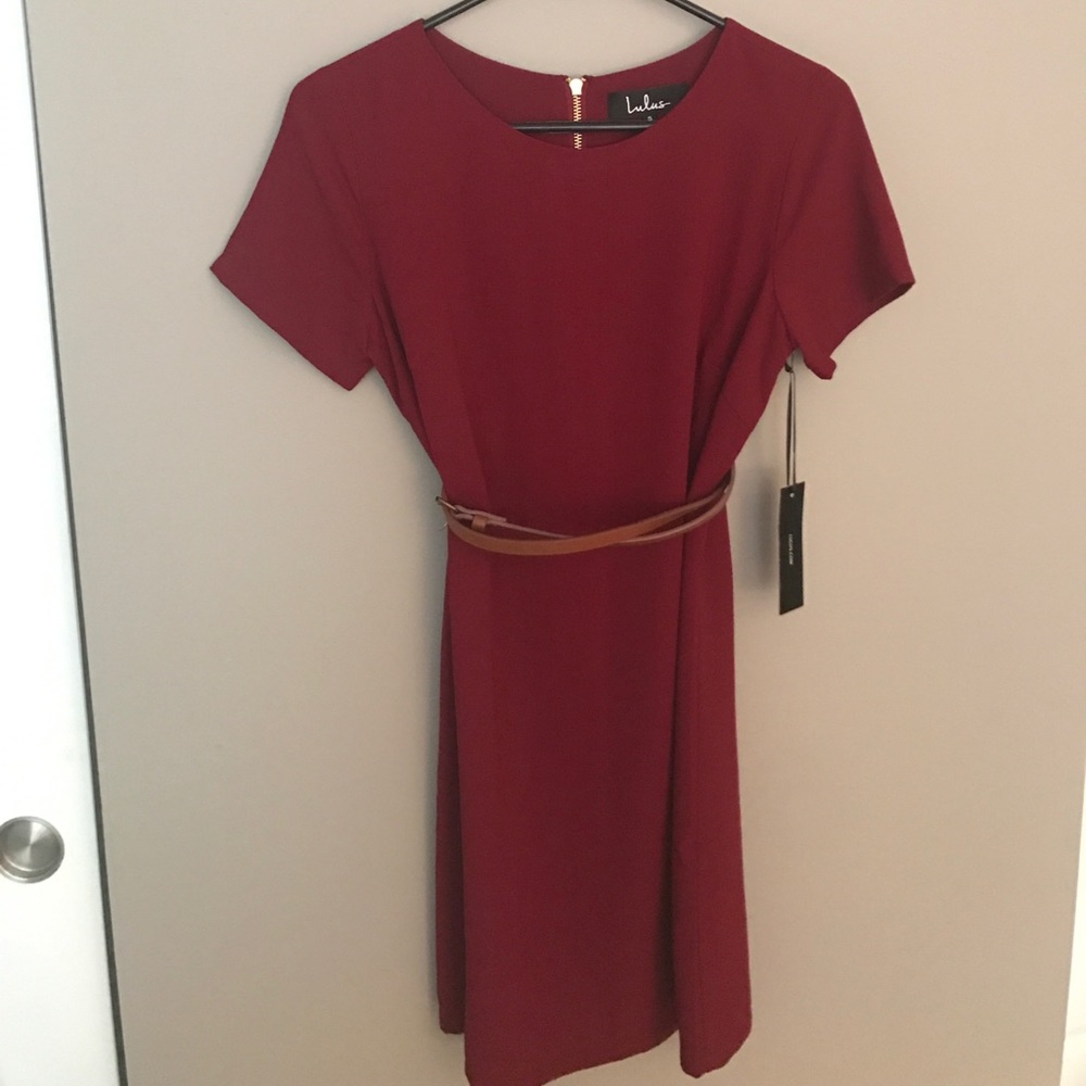 Burgundy shift dress