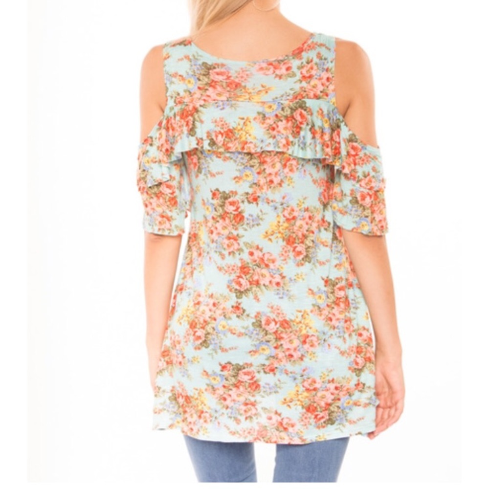 Open Shoulder Floral Tunic - Picture 2 of 3