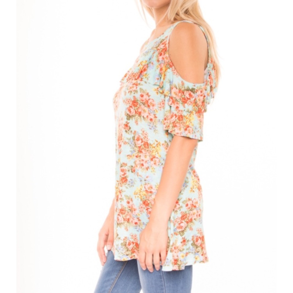 Open Shoulder Floral Tunic - Picture 3 of 3