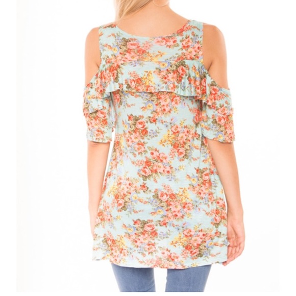 Open Shoulder Floral Tunic - Picture 2 of 3