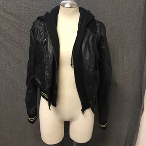 Obey fleece/faux leather jacket with zipper