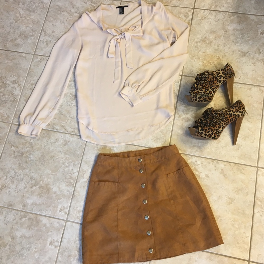 Suede button down a-line skirt from H&M