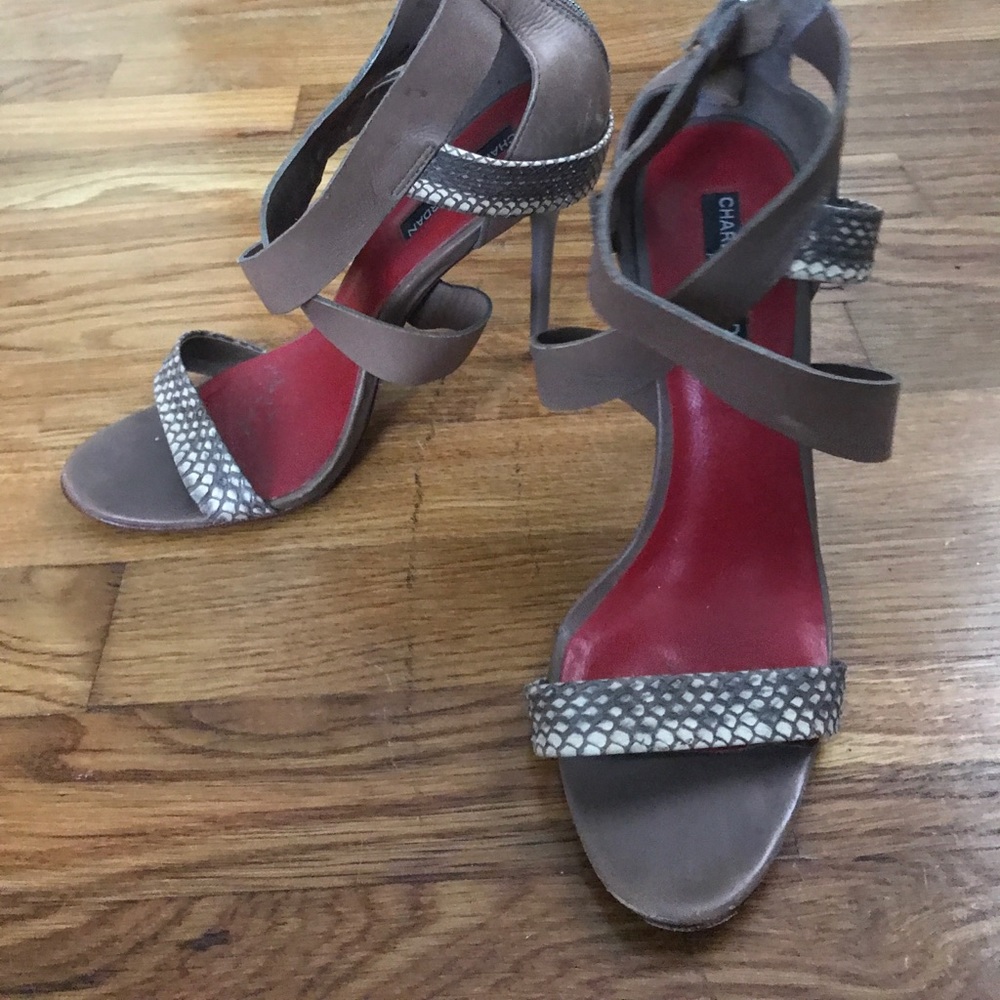 EUC Charles Jourdan brown snakeskin sandal size 8