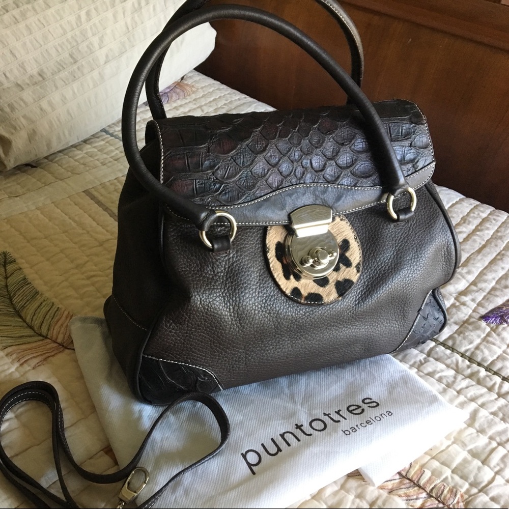 Multi-Texture Leather Large Handbag - image 1