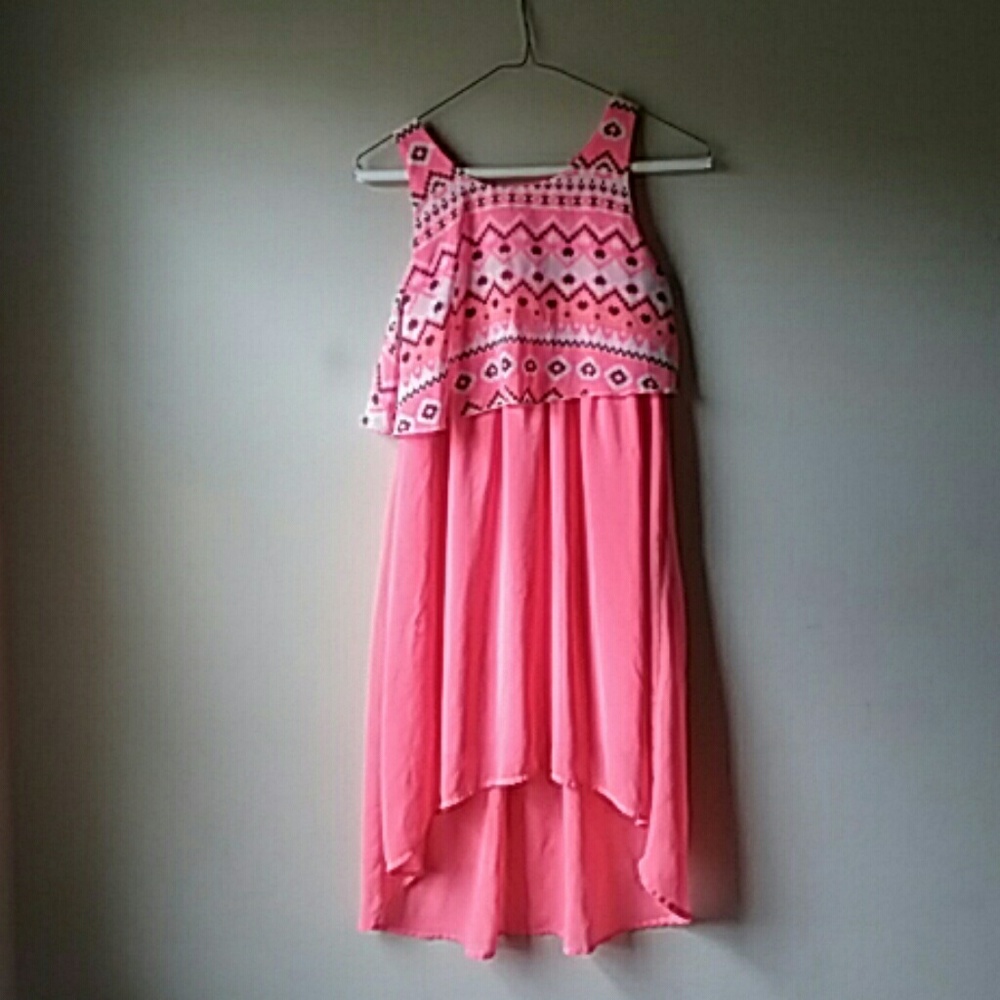 aztec high low dress