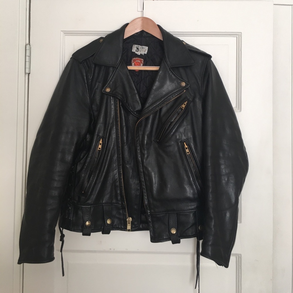 men's leather biker jacket, genuine leather