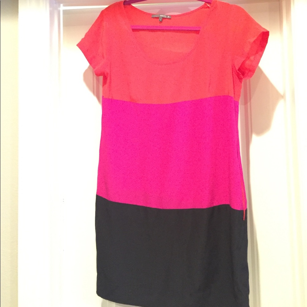 100% Silk Matty M. Color Block Dress
