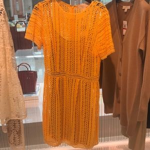 Yellow crochet dress michael kors
