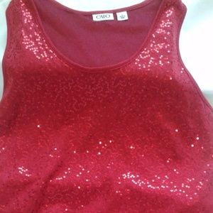 Cato's Women Shirt Top Blouse Red Sequins Medium