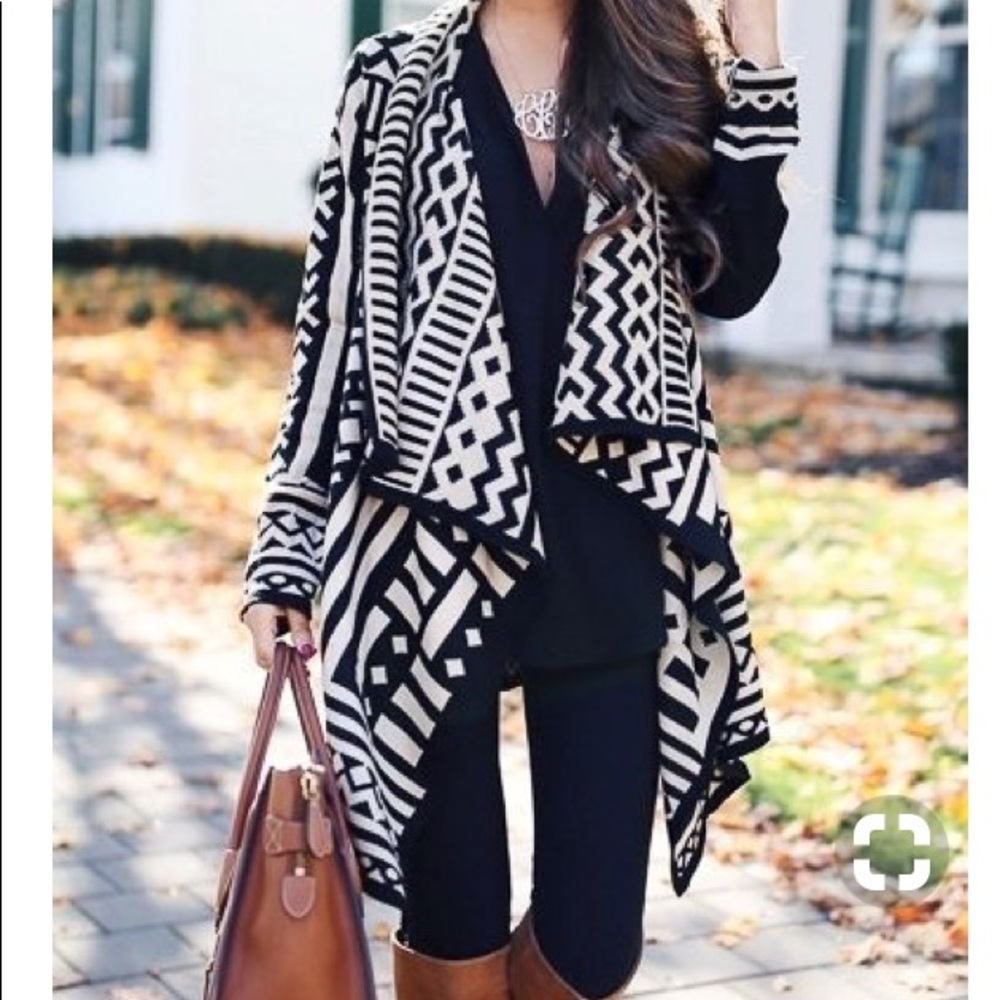 Aztec print open cardigan