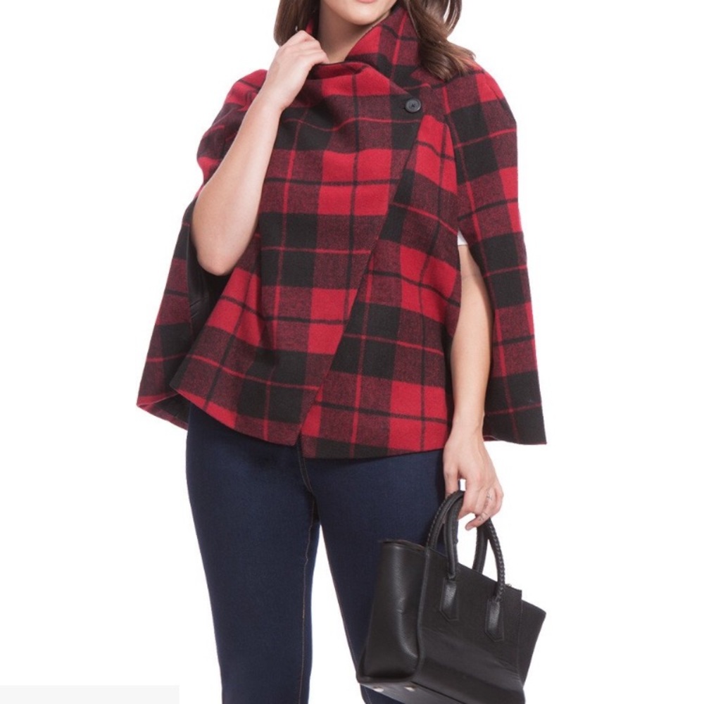 BB Dakota Red Plaid Cape 3X