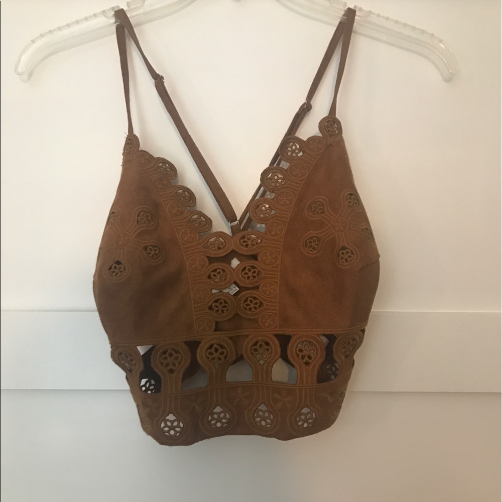 Brown cut out crop top