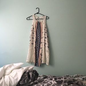 Lace and pattern print dress